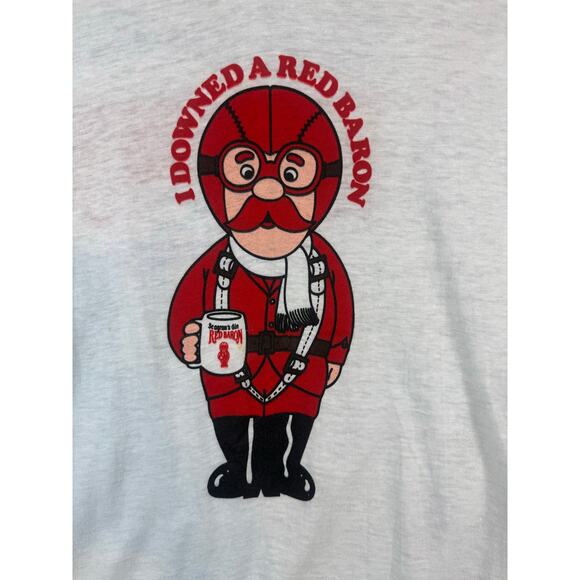 NOS VTG 70s CHED Seagram’s Gin Red Barron Promotional Ringer T Shirt MED WHT/RED - Picture 7 of 9